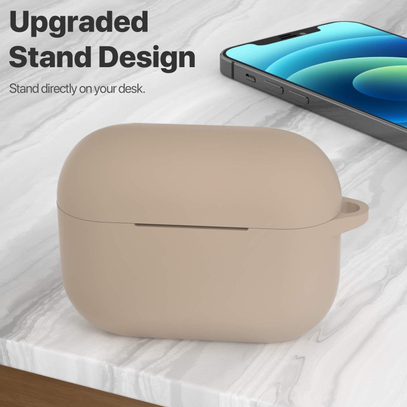 ATUAT for AirPods Pro 1st/2nd Generation Case Cover, Protective Silicone Skin Accessories with Keychain for Women Men for Apple AirPods Pro 2019/2022 Charging Case,Front LED Visible-Tan Brown - Image 2
